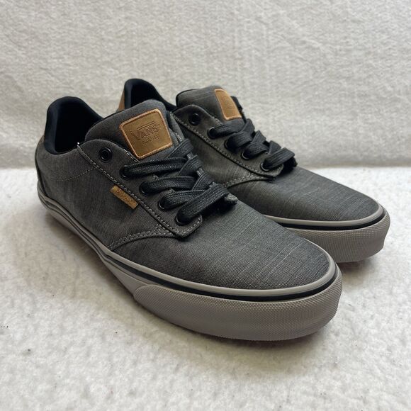 Vans Sneakers Men 9 Gray Brown Atwood Deluxe Textile Gum Sole Padded Skate Shoes - Picture 2 of 9